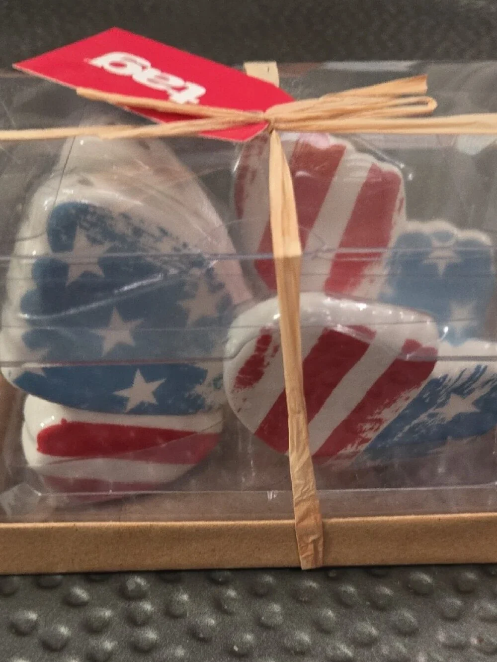 NIB Patriotic Butterfly Ceramic Salt & Pepper Shakers